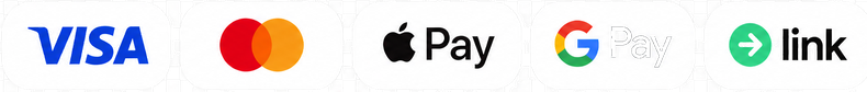 Visa, Mastercard, Apple Pay, Google Pay, Link